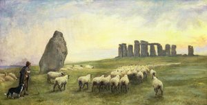 Återvänder hem, Stonehenge, Wiltshire, 1891 av Edgar Barclay