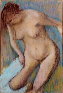 Efter att ha badat Naken kvinna torkar hennes högra lår. Pastellmålning av Edgar Degas (1834-1917) 1866 Sön. 72x49 cm Rom, Galleria d
