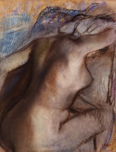Efter badet torkar kvinnan sig själv av Edgar Degas