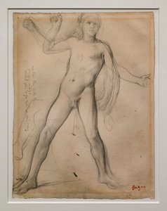 Alexander och ben studerar. Omkring 1859-1861. Svart bläck och grafit på papper av Edgar Degas