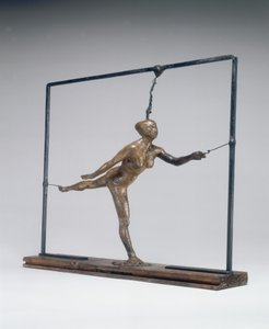 Arabesque över höger ben, vänster arm fram, ca. 18851890. av Edgar Degas