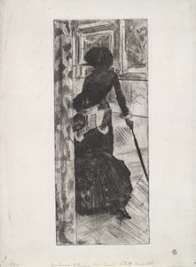 At the Louvren: Painting (Mary Cassatt), c.1879-80 (etsning och akvatint) av Edgar Degas