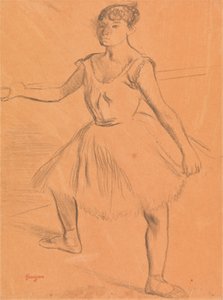Ballerina som står vid en bar av Edgar Degas