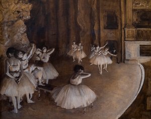 Balettrepetition på scenen. 1874. Olja på duk. av Edgar Degas