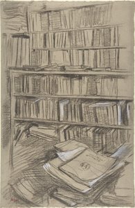 Bokhyllor, studie till "Edmond Duranty" av Edgar Degas