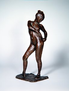 Dansare som knyter ihop sina strumpbyxor, ca 1885-90, gjuten 1919 (brons)