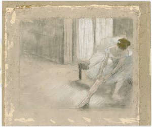 Dansare Sittande, Justerar sin strumpa, Danseuse tirant son maillot av Edgar Degas