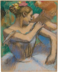 Dansare justerar sin axel, ca 1896-99 av Edgar Degas