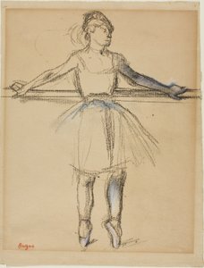 Dancer at the Bar (on Point), ca 1885 (kol med pastell och estompe på brunt papper) av Edgar Degas