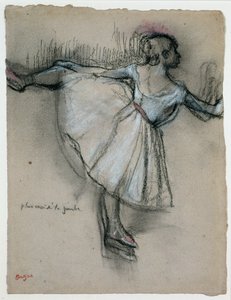 Dancer at the Bar, ca 1885 (kol med pastell och vit krita på papper) av Edgar Degas