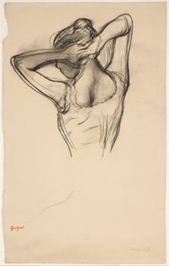 Dansare, halvkropp, armarna korsade bakom huvudet, ca 1890 (blyerts på papper) av Edgar Degas