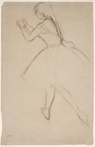 Dansar i gångställning med utsträckta armar av Edgar Degas