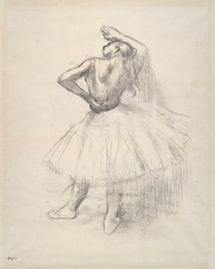 Dansare stående, höger arm upplyft? (Stående dansare, höger arm höjd) av Edgar Degas