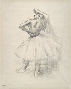 Stående dansare, högerarm upphöjd, ca 1891 (motbevis mot ritning på papper) av Edgar Degas