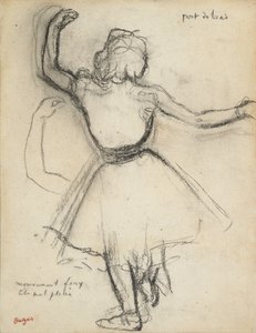 Dansare sedd bakifrån: Port de bras, ca 1875-85 (kol på papper) av Edgar Degas