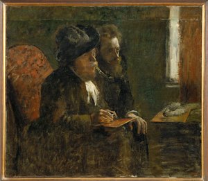 Dubbelporträtt av Marcellin Desboutin och Ludovic Lepic (olja på duk) av Edgar Degas