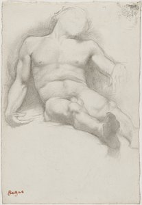 Studie - liggande naken man av Edgar Degas