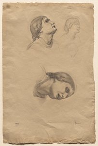 Fyra studier av en ung italiensk kvinnas huvud av Edgar Degas