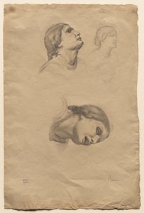Fyra studier av en ung italiensk kvinnas huvud, 1856. av Edgar Degas