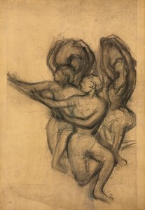 Grupp av Dansare, ca 1895-1900 (kol på sammanfogat papper nedlagt ombord) av Edgar Degas
