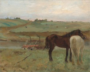 Hästar på en äng av Edgar Degas