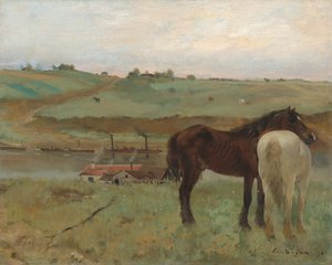 Hästar på en äng av Edgar Degas