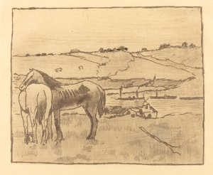 Hästar på ängen av Edgar Degas
