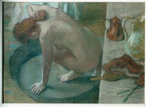 Le tub (Kvinna i sitt badkar) (olja på duk) av Edgar Degas