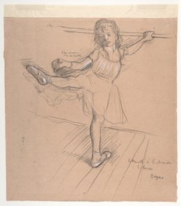 Liten flicka som övar vid baren av Edgar Degas