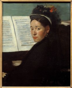 Mademoiselle Dihau (1843-1935) pianist vid konserterna Kolumn, vid piano Målning av Edgar Degas (1834-1917) 1869 Sön. 0,45x0,32 m Paris, musee d