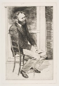 Manet sittande, vänd till höger, 1864-65. av Edgar Degas