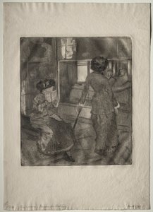 Mary Cassatt vid Louvren: Etruskiska galleriet, 1879-1880. av Edgar Degas