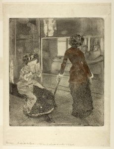 Mary Cassatt vid Louvren: Etruskiska galleriet, 1879-80 av Edgar Degas