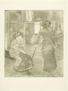 Mary Cassatt vid Louvren: Etruskiska galleriet, 1879?-80 av Edgar Degas