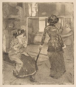 Mary Cassatt vid Louvren: Etruskiska galleriet, 1879-80. av Edgar Degas