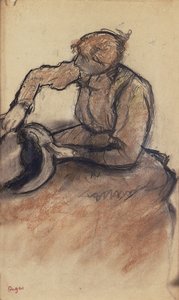 Milliner trimmar en hatt, ca 1898 av Edgar Degas