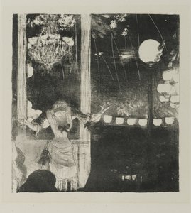 Mlle Becat på Cafe des Ambassadeurs, 1877-78 (lito på vävt papper) av Edgar Degas