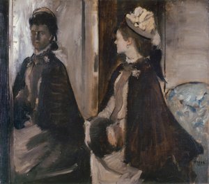 Mrs Jeantaud i spegeln, ca. 1875 av Edgar Degas