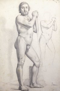 Naken man Stående; Homme nu Debout, c.1856 av Edgar Degas