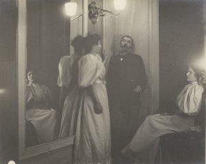 Spegelporträtt av Henry Lerolle och hans två döttrar, Yvonne och Christine av Edgar Degas