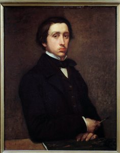 Självporträtt eller Degas i porträttmålning av Edgar Degas (1834-1917) 1855 Sön. 0,81x0,64 m Paris, musee d