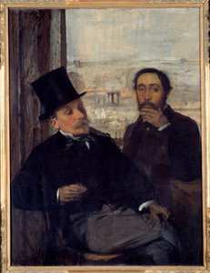 Självporträtt med målaren Evariste de Valernes (1816-1896) Edgar Degas representerade sig själv till höger. Målning av Edgar Degas (1834-1917) 1865 sön. 1,16x0,89 m Paris, musee d