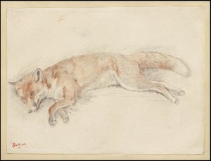 Studie för "Död räv i skogen", c.1861-64 av Edgar Degas