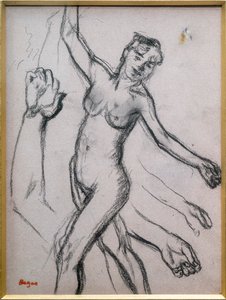 Studie av en kvinna. 1878, kol på papper. av Edgar Degas