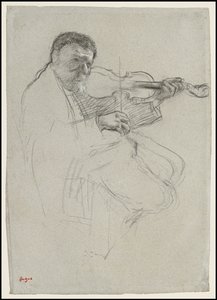 Violinisten, Studie för "Repetitionen", c.1879 av Edgar Degas