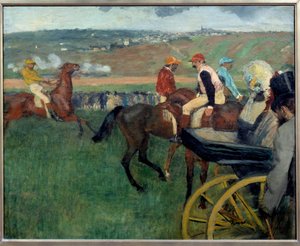 Racerbanan, amatörjockeys nära en bil Målning av Edgar Degas (1834-1917) 1876-1887 Sön. 0,66x0,81 m Paris, Musee d