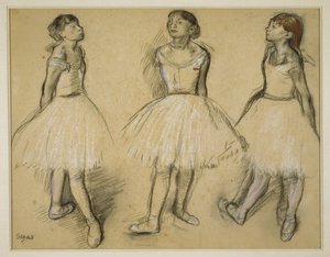 Tre studier av en dansare i fjärde position av Edgar Degas