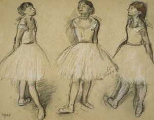 Tre studier av en dansare i fjärde position, 1879-80 av Edgar Degas