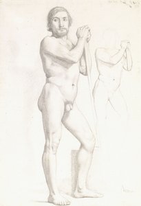Två akademiska studier av en man, c.1856 av Edgar Degas