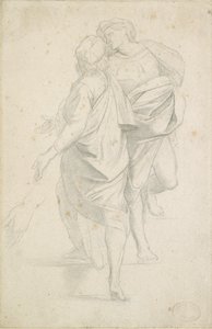 Två figurer som står på en trappa, efter Raphael, c1853-54 av Edgar Degas